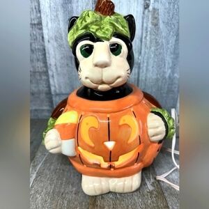 Vicki Thomas 2000 Cat in pumpkin Light Halloween Decor Vintage